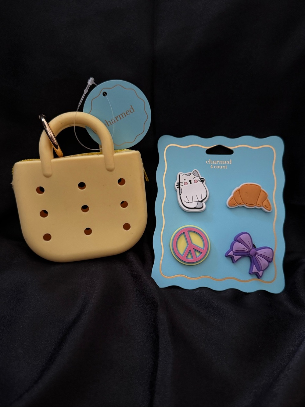 Silicone Banana Yellow Mini Purse with Decorative Pin Charms